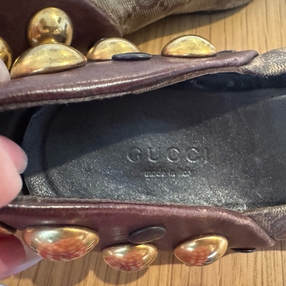 GUCCI Studded GG Mixed Media Flats Size 35.5 - Picture 3 of 8